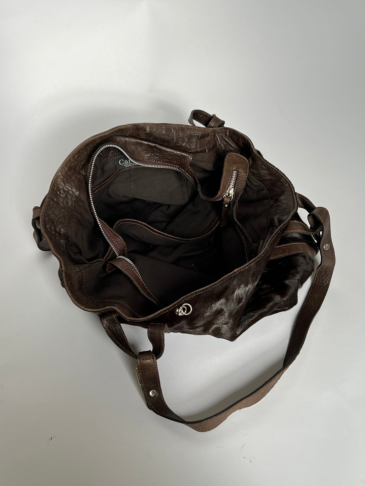 Choc Leather Cowhide Slouchy Bag