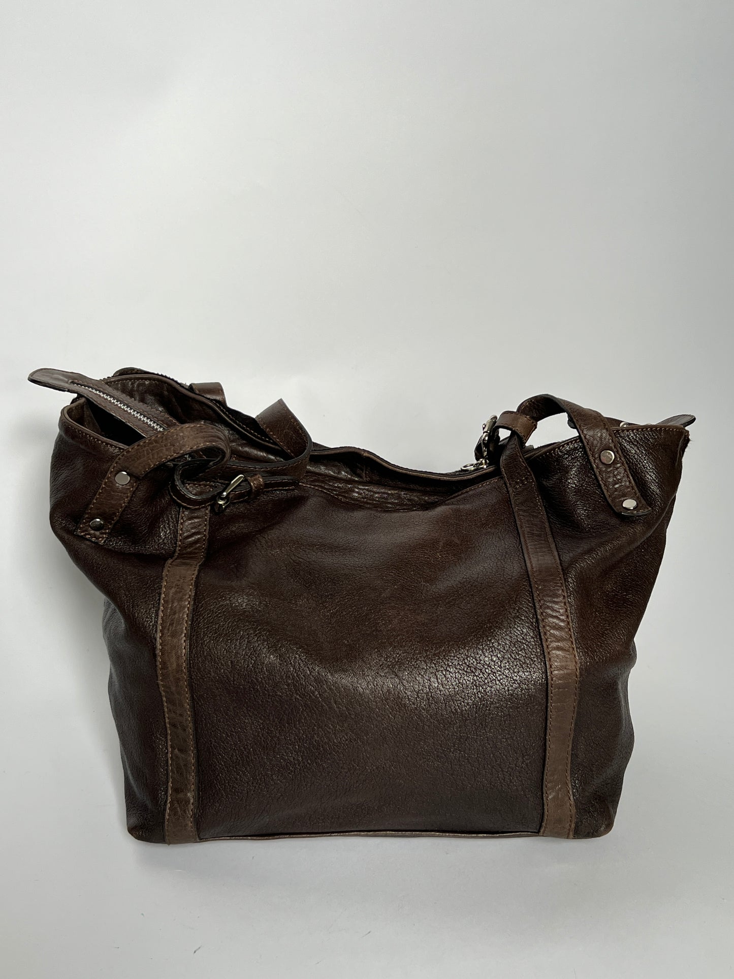 Choc Leather Cowhide Slouchy Bag