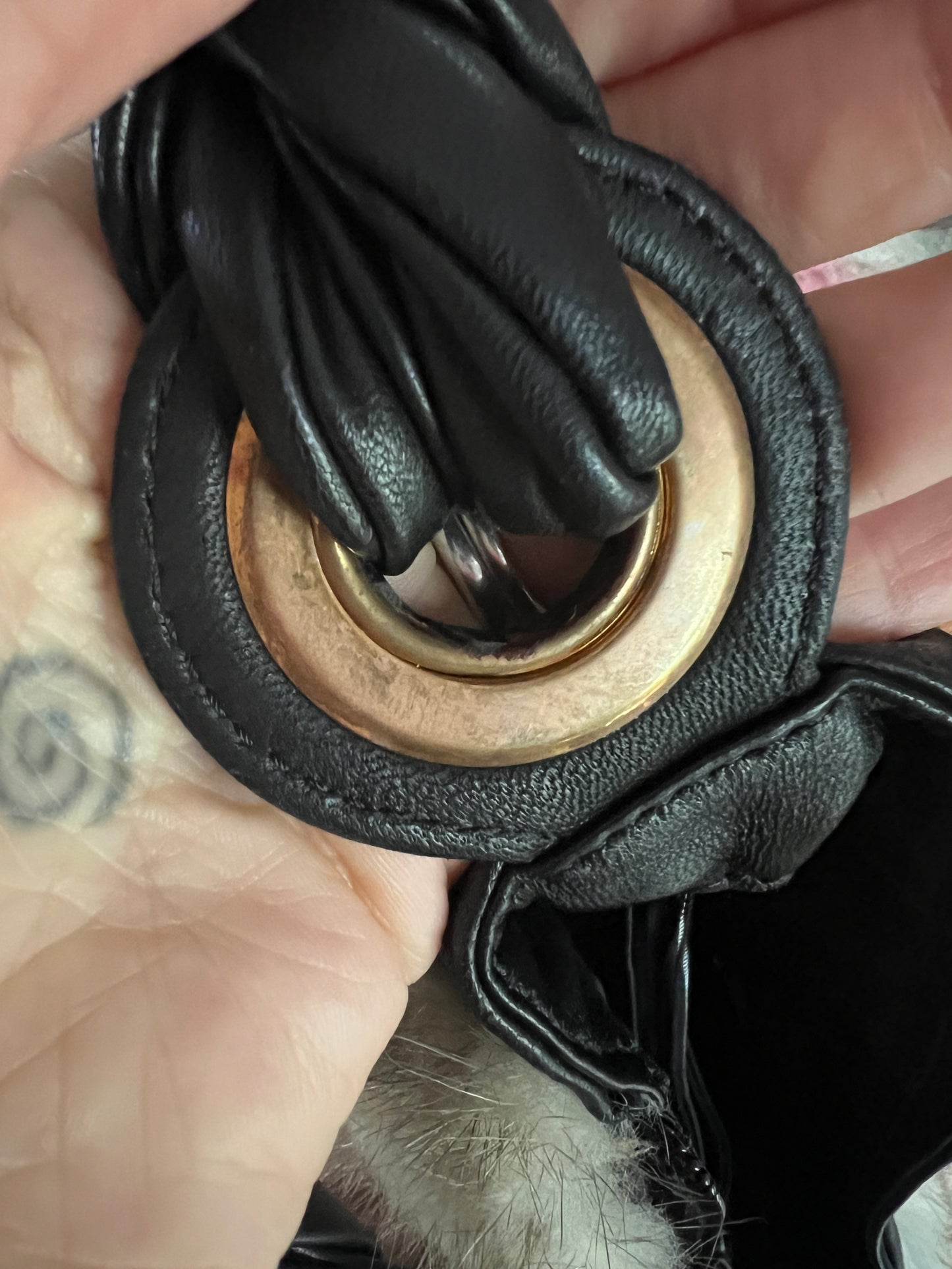Black Leather Italian Fur Bag