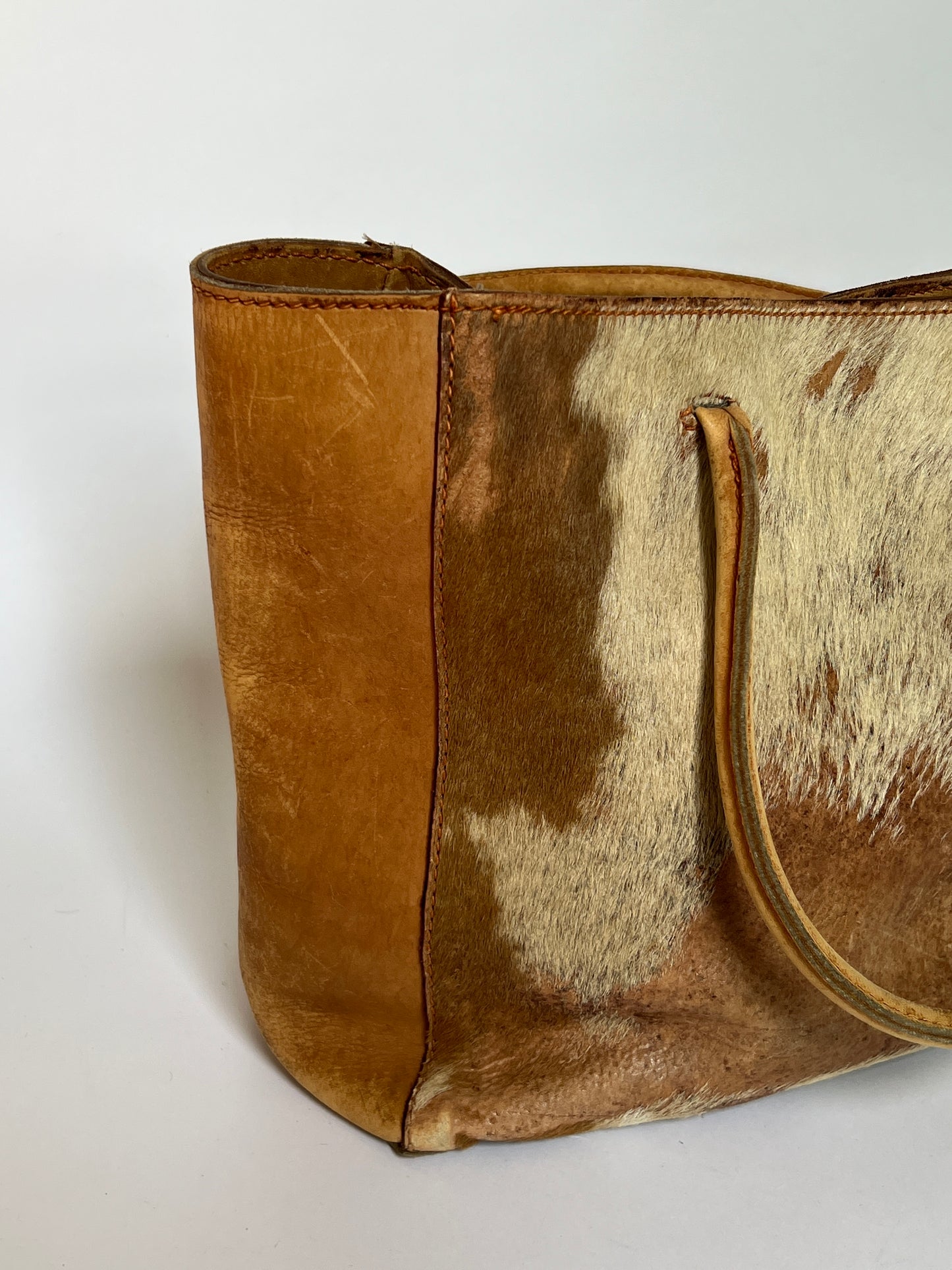 Distressed Large Cowhide Tote