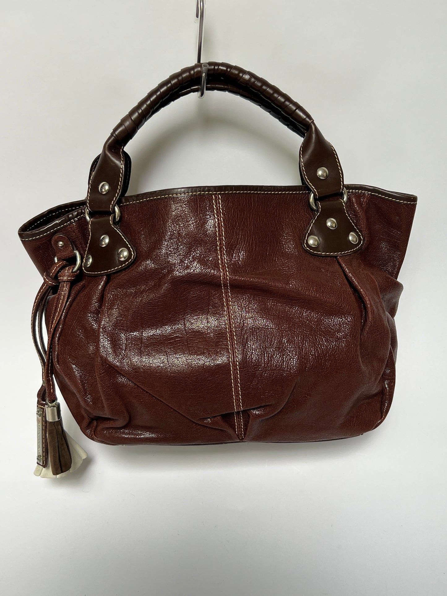 Y2K Choc Leather Tassel Hobo Bag
