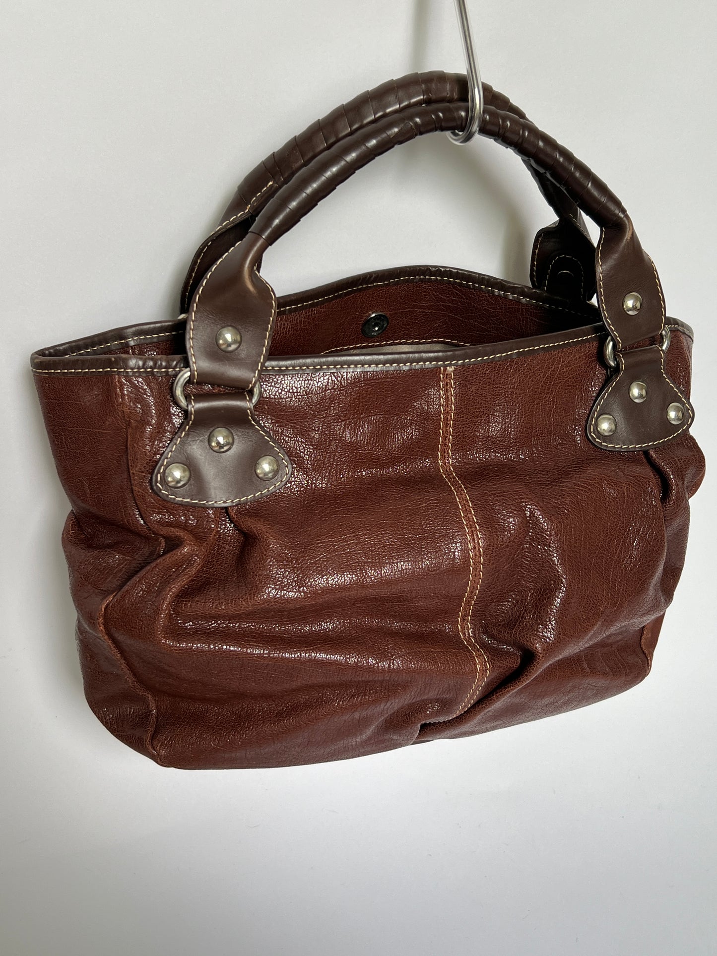 Y2K Choc Leather Tassel Hobo Bag