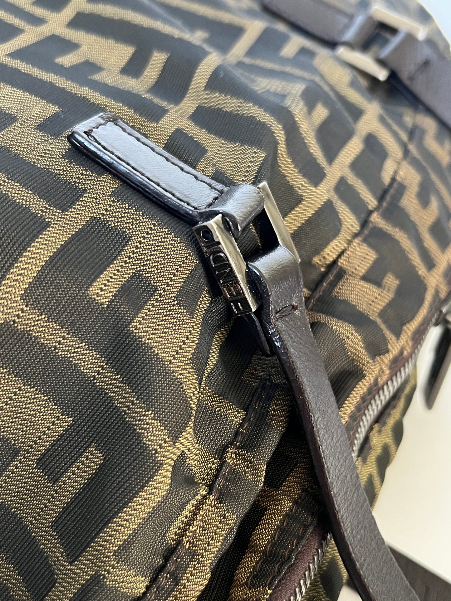Fendi Zucca Double Zip Shoulder Bag