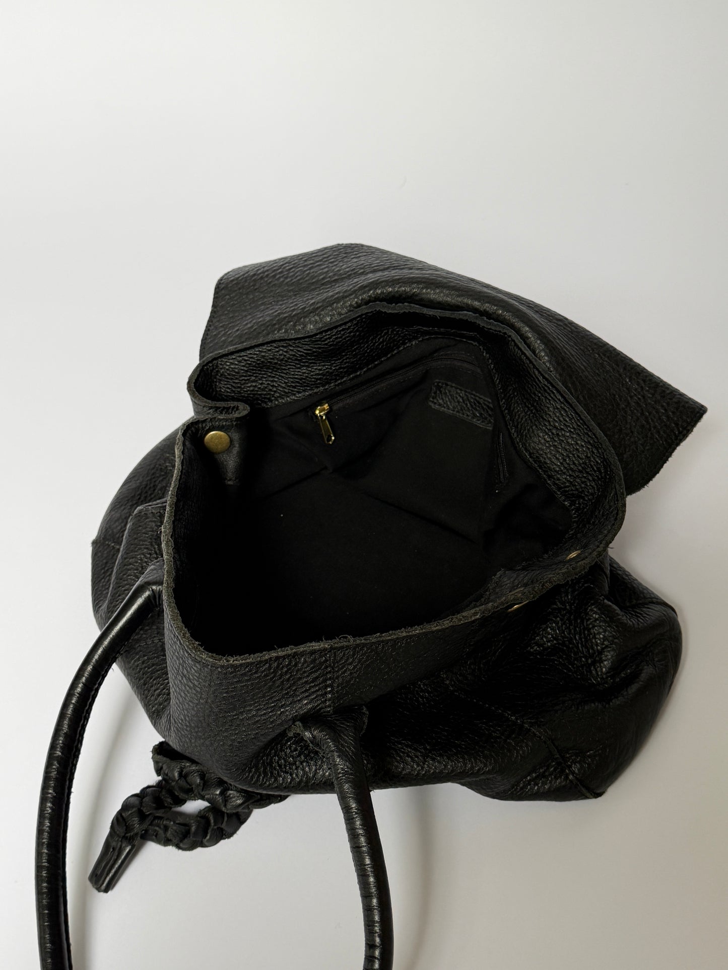 Slouchy Leather Shoulder Bag with Horn Toggle & Braided Detail