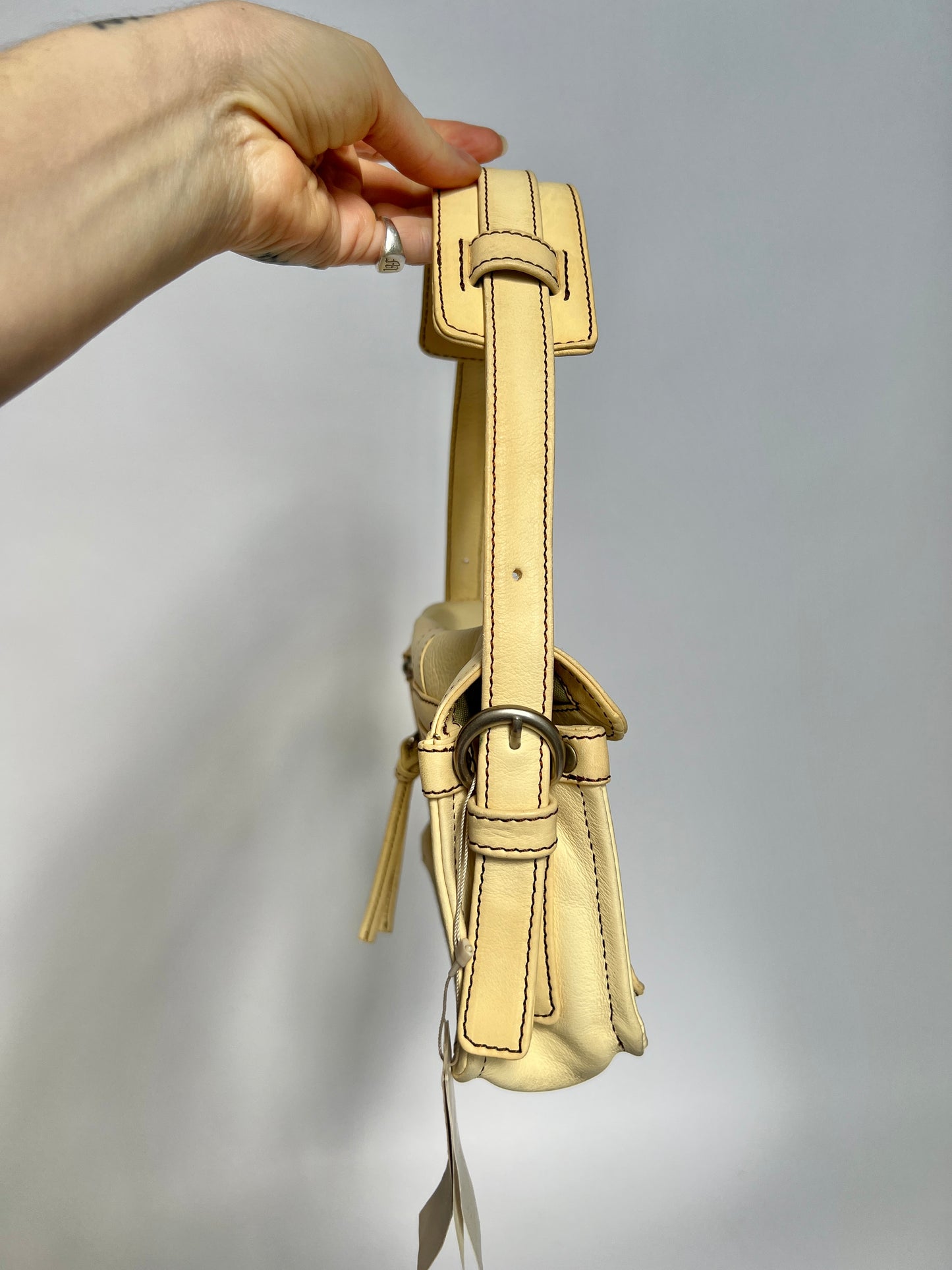 Y2K Cream Utility Shoulder Bag