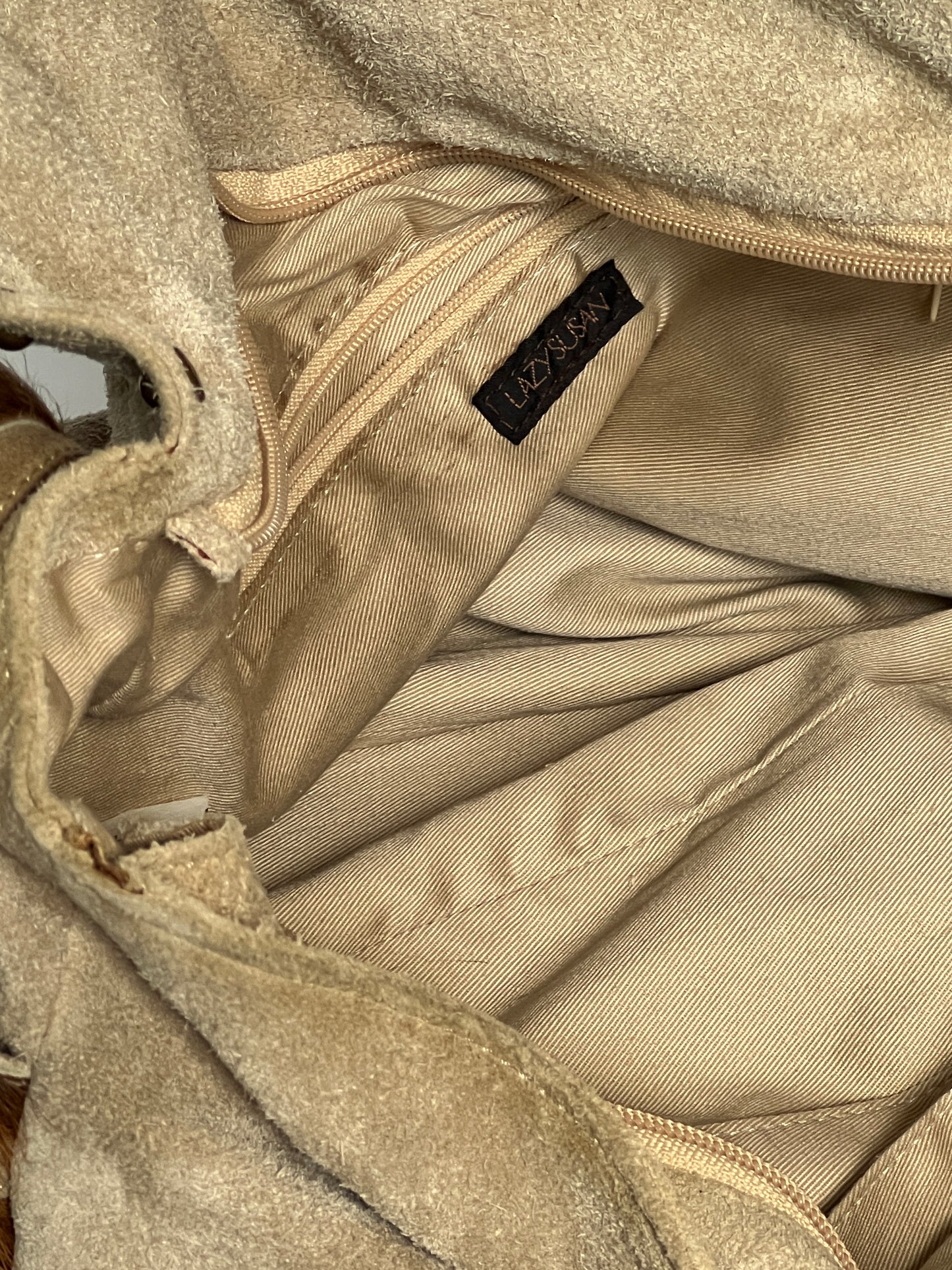 Taupe Suede Cowhide Studded Bag