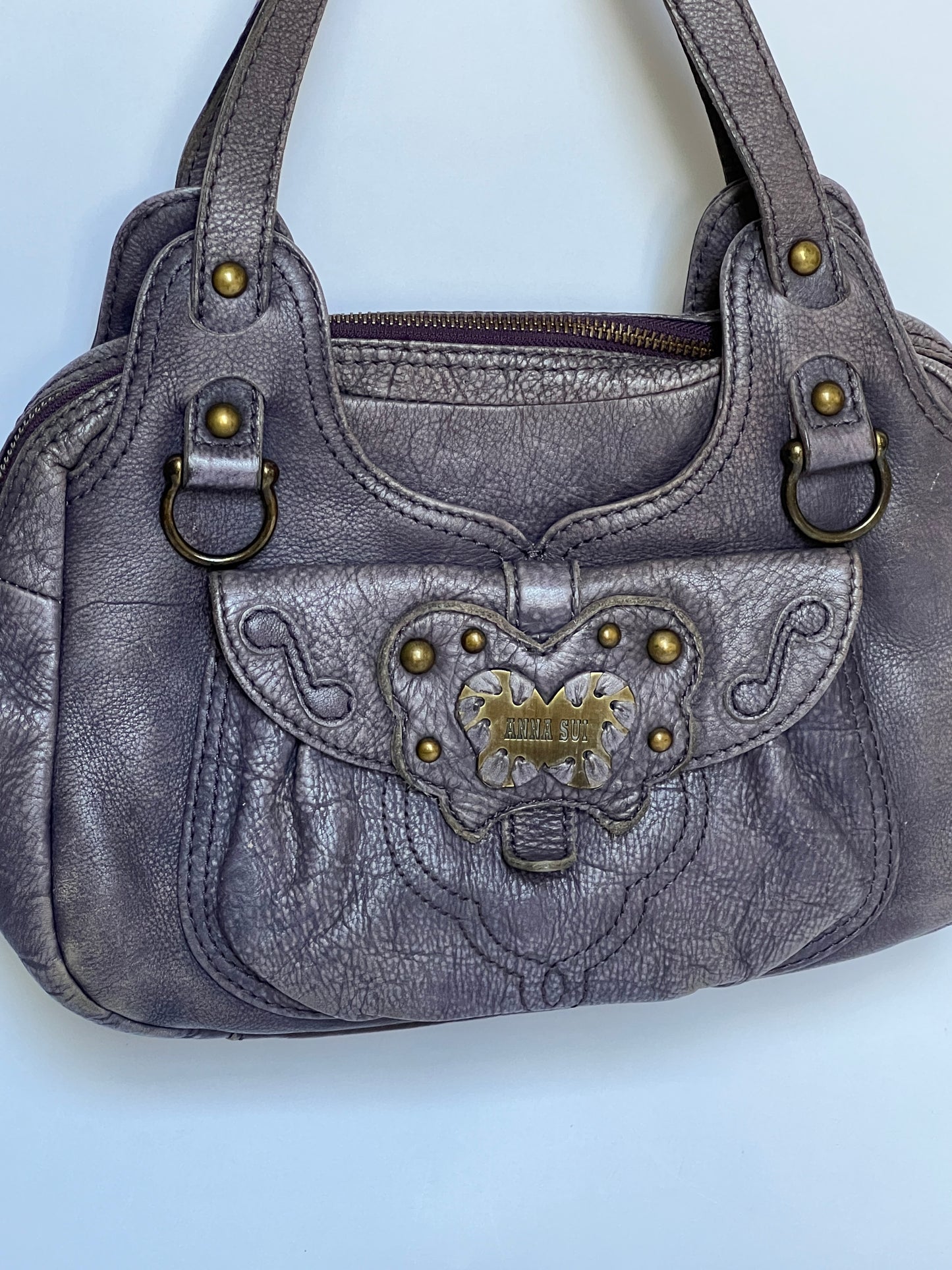 Distressed Leather Y2K Butterfly Bag