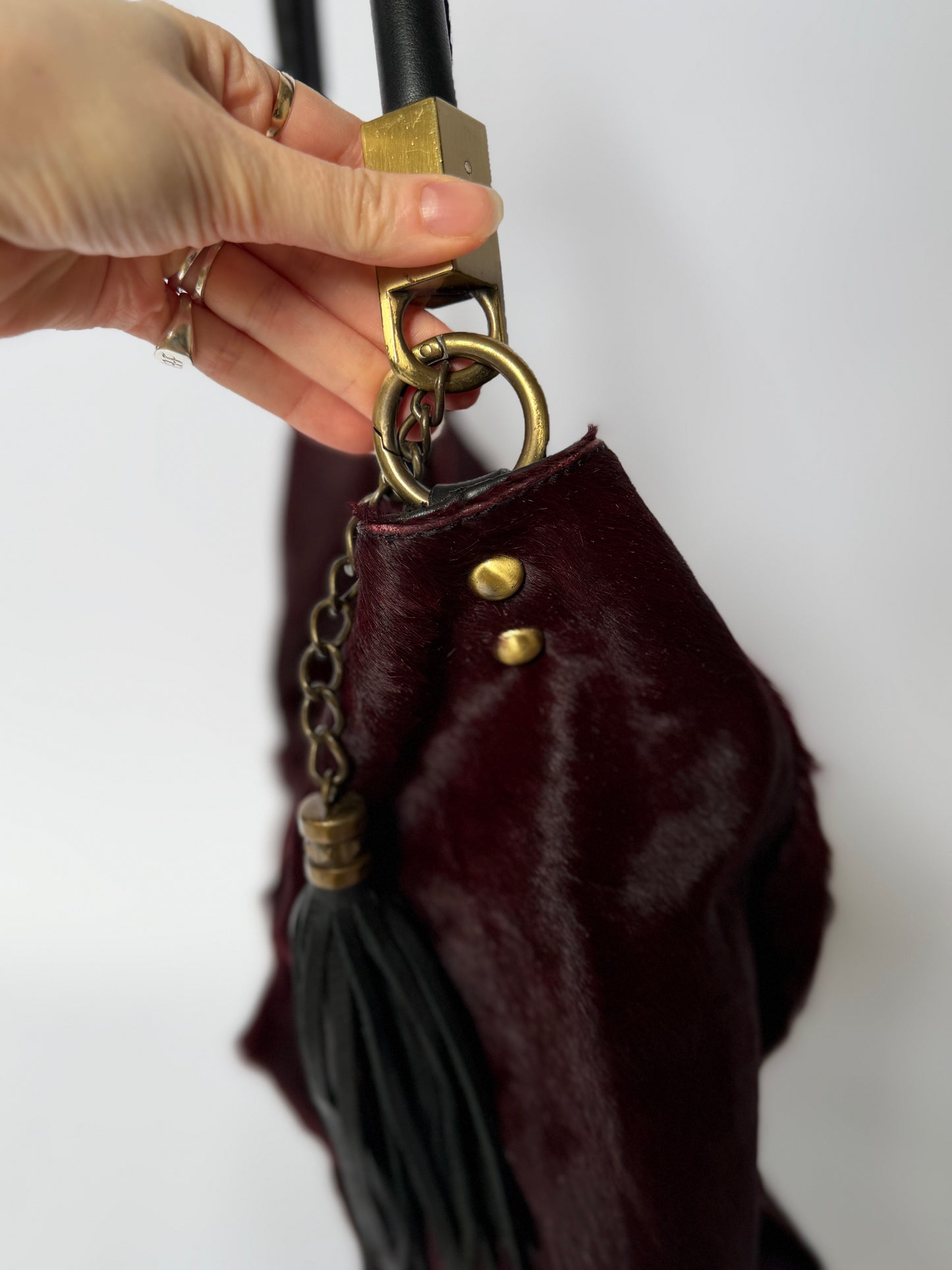 Vintage Bordeaux Made in Italy Pony Hair Tote