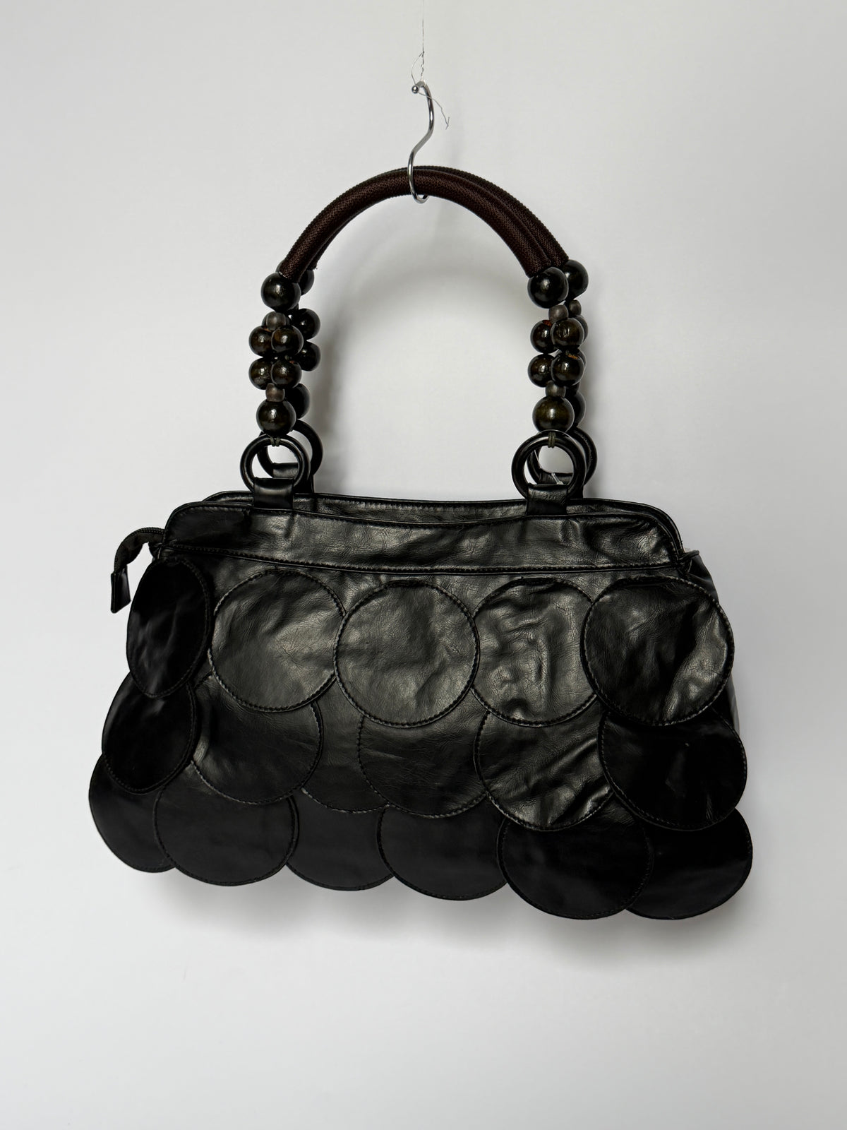 Vintage Black Leather Disc Bag