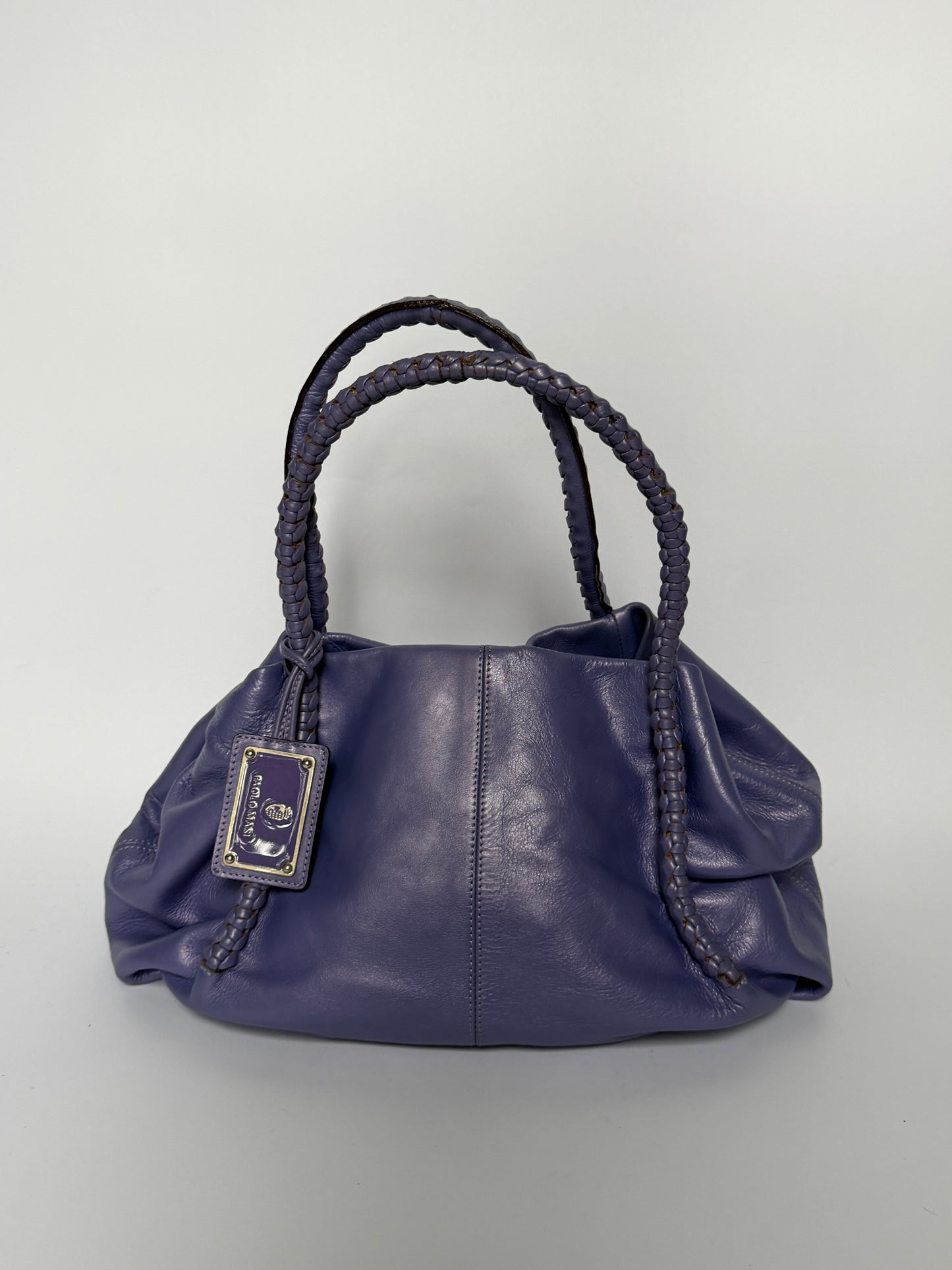 Vintage Italian Leather Braided Bag — Lavender