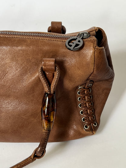 Giorgio Armani Leather Tassel Shoulder Bag with Beaded & Corset Detailing