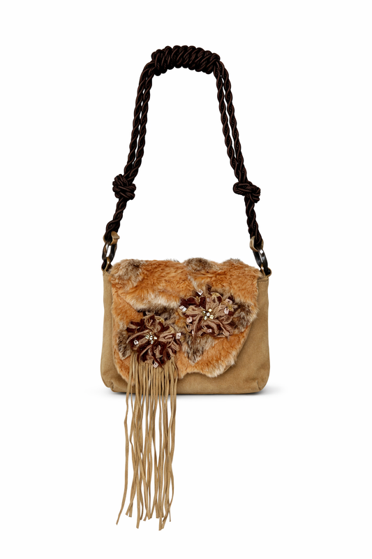 Vintage Fur & Suede Fringe Mini Bag