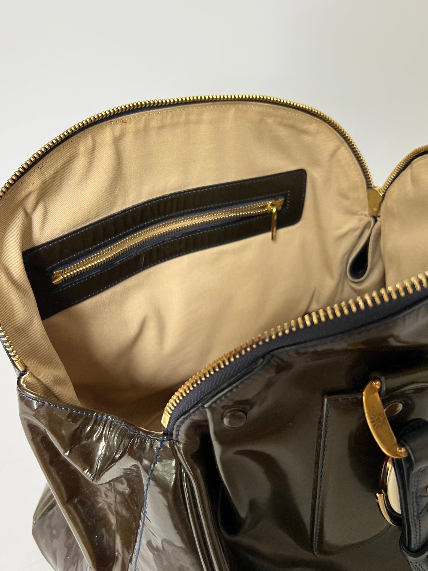 Chloé Patent Leather Gem Hardware Bag – Olive