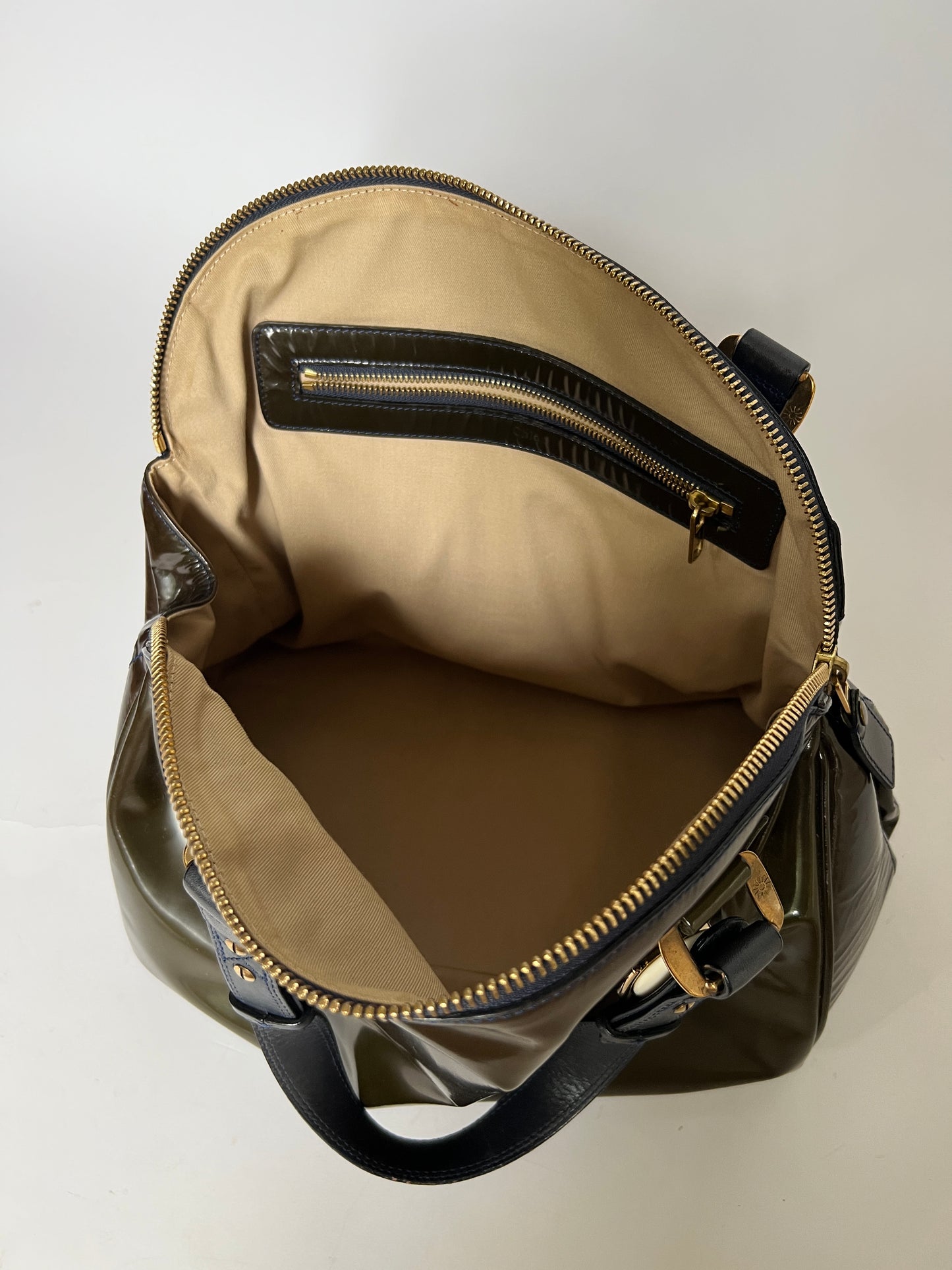 Chloé Patent Leather Gem Hardware Bag – Olive