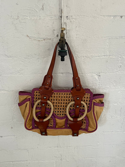 Y2K Wicker/ Leather Bag