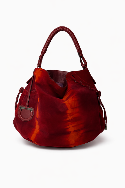 Ferragamo Tie-Dye Suede Gancini Hobo — Early 2000s