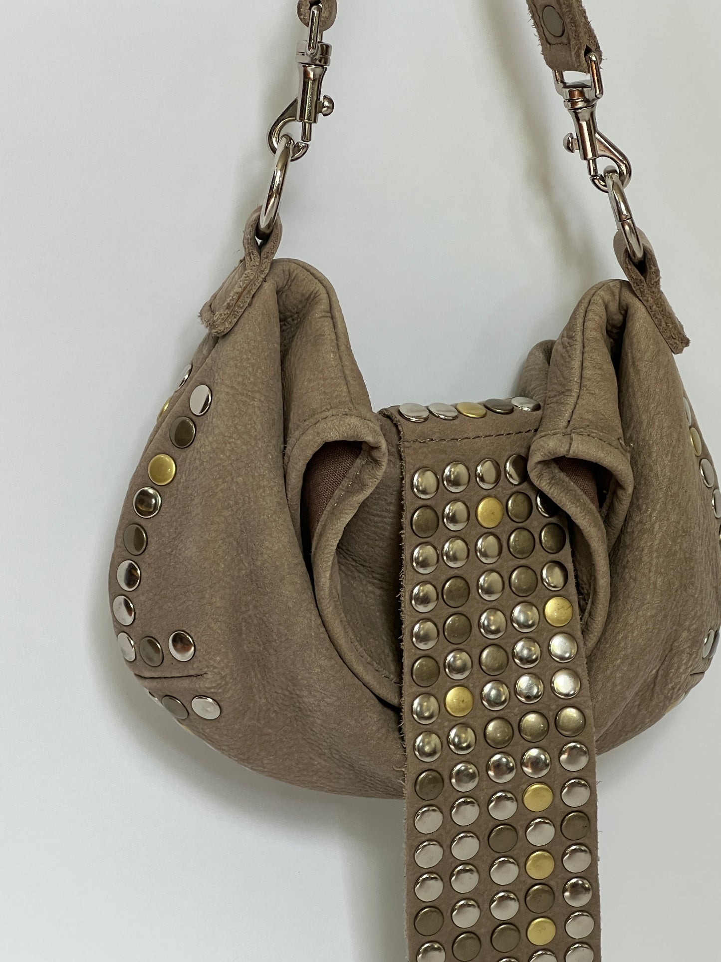 Studded Leather 2Way Pouch Bag