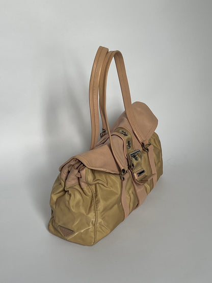 Prada Cammello Tessuto Nylon Buckle Bag