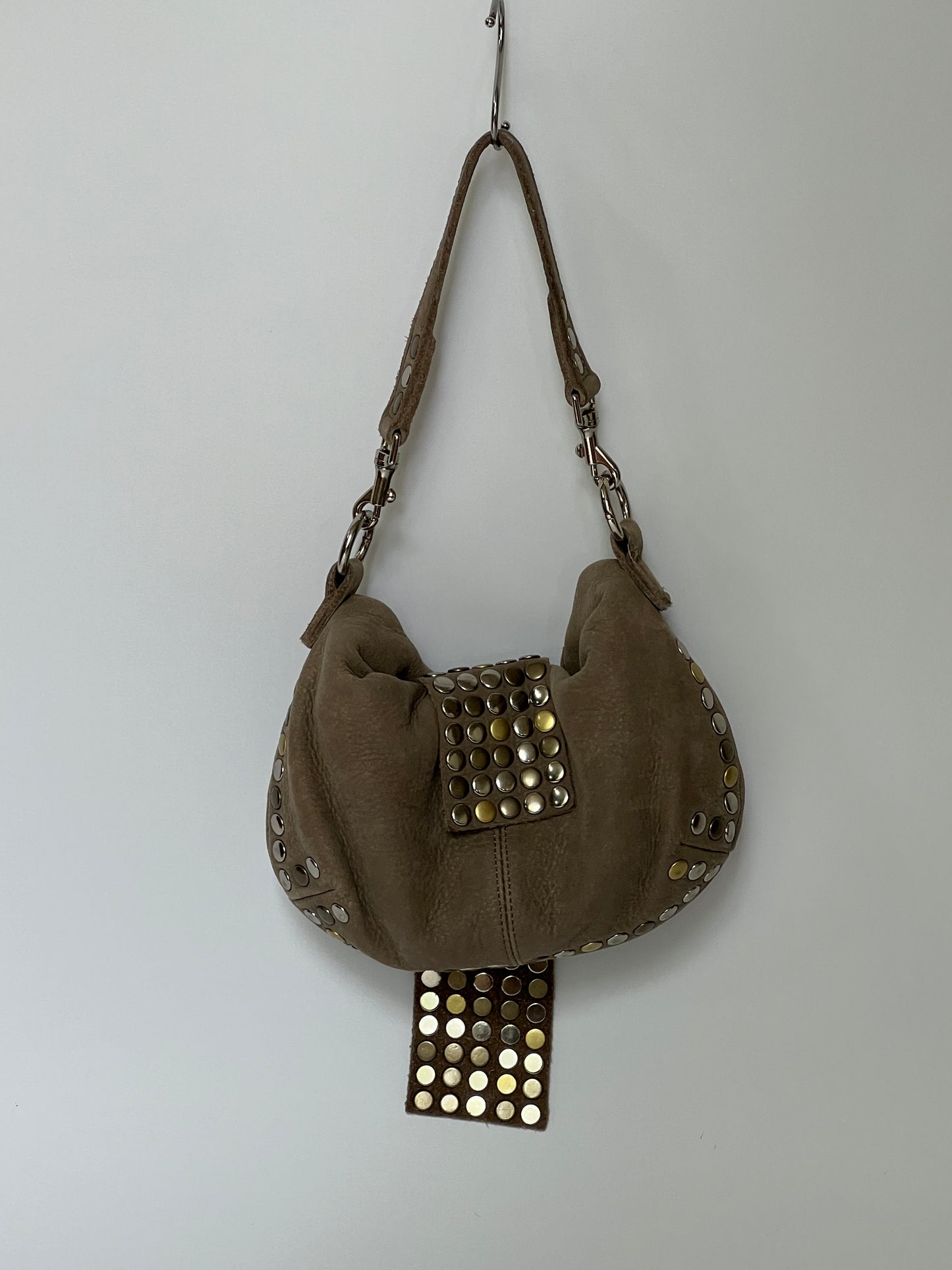Studded Leather 2Way Pouch Bag