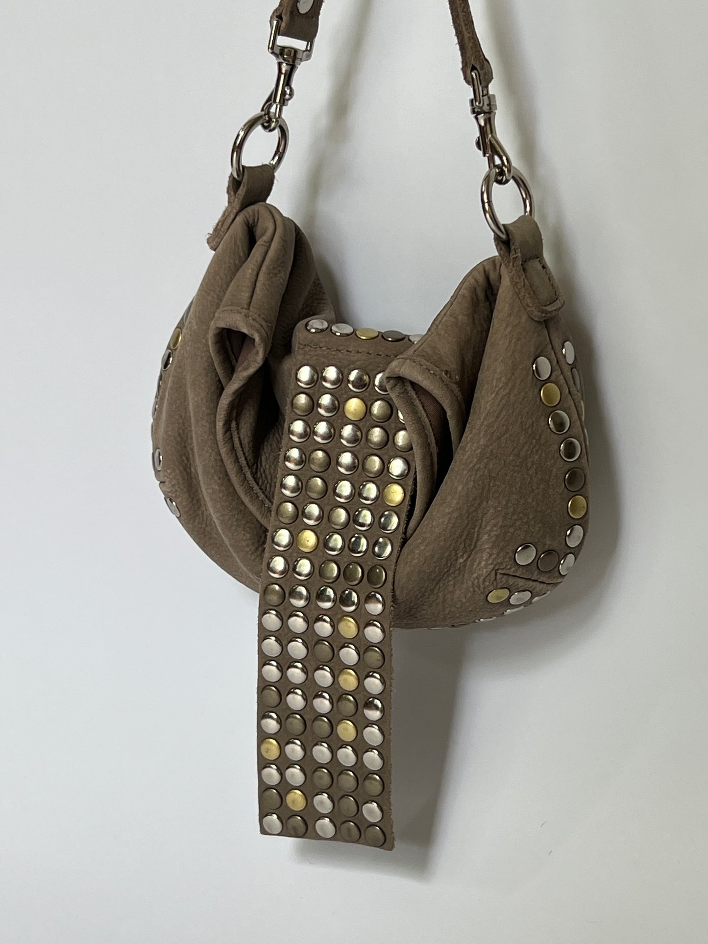 Studded Leather 2Way Pouch Bag