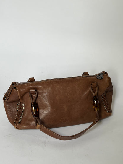 Giorgio Armani Leather Tassel Shoulder Bag with Beaded & Corset Detailing