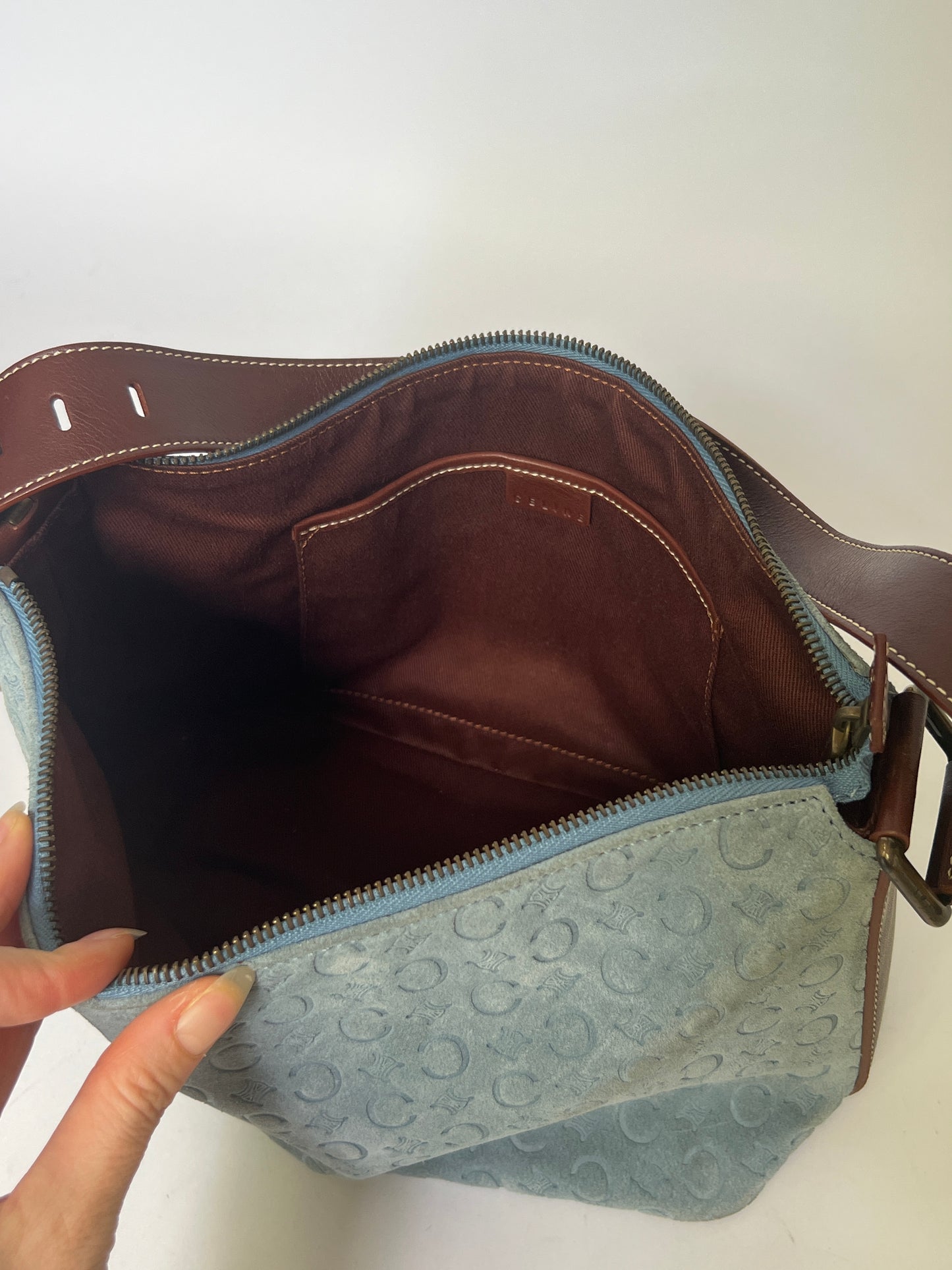 Céline Monogram Suede Shoulder Bag