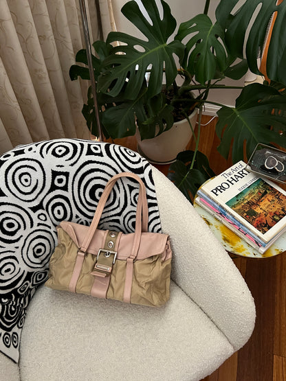 Prada Cammello Tessuto Nylon Buckle Bag