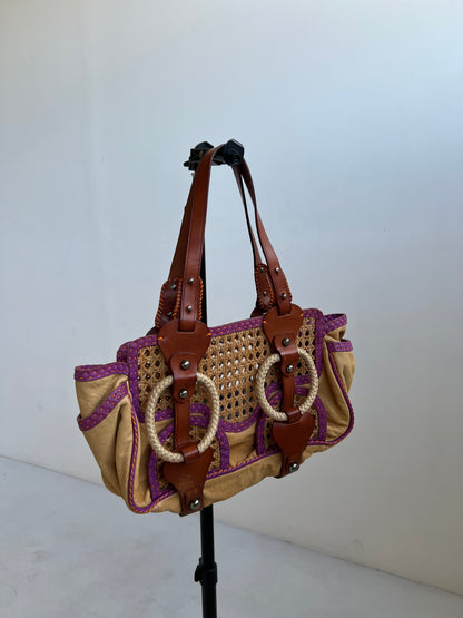 Y2K Wicker/ Leather Bag