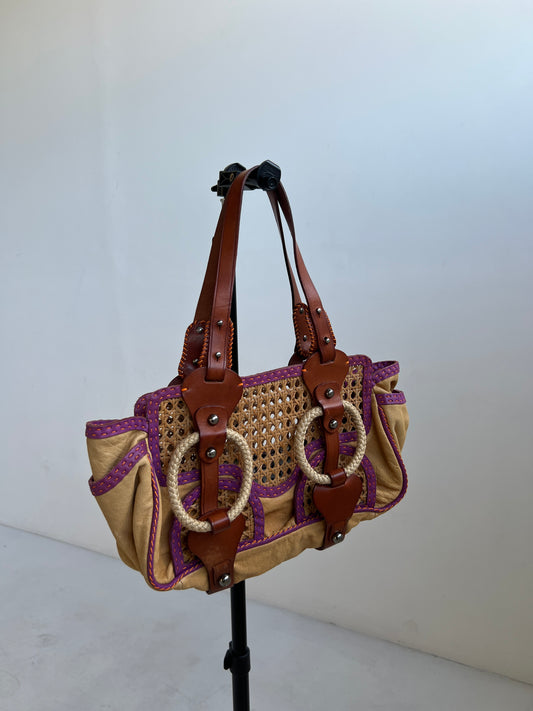 Y2K Wicker/ Leather Bag