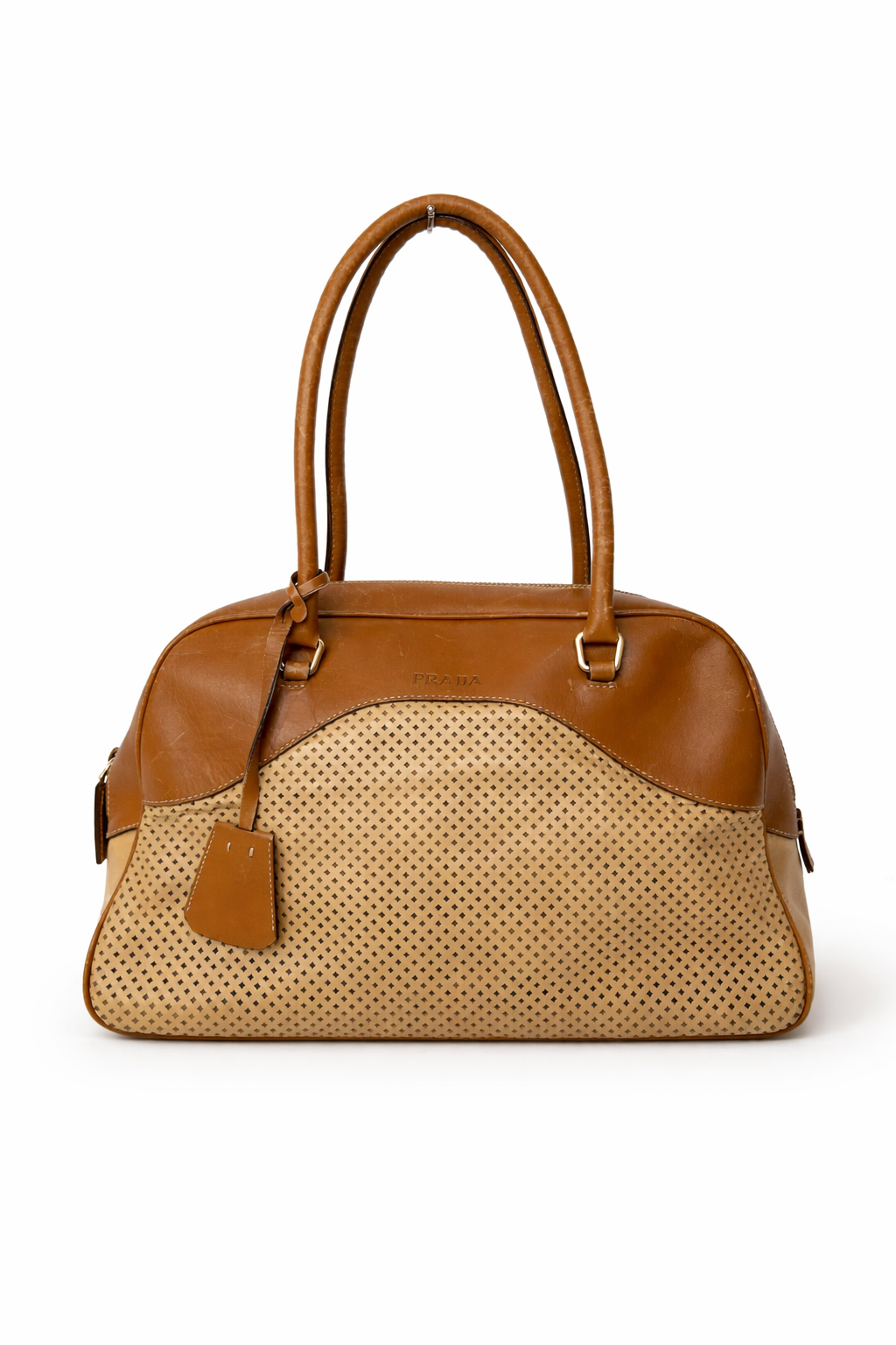 Prada Vitello Perforated Leather Bowler Bag (2001)