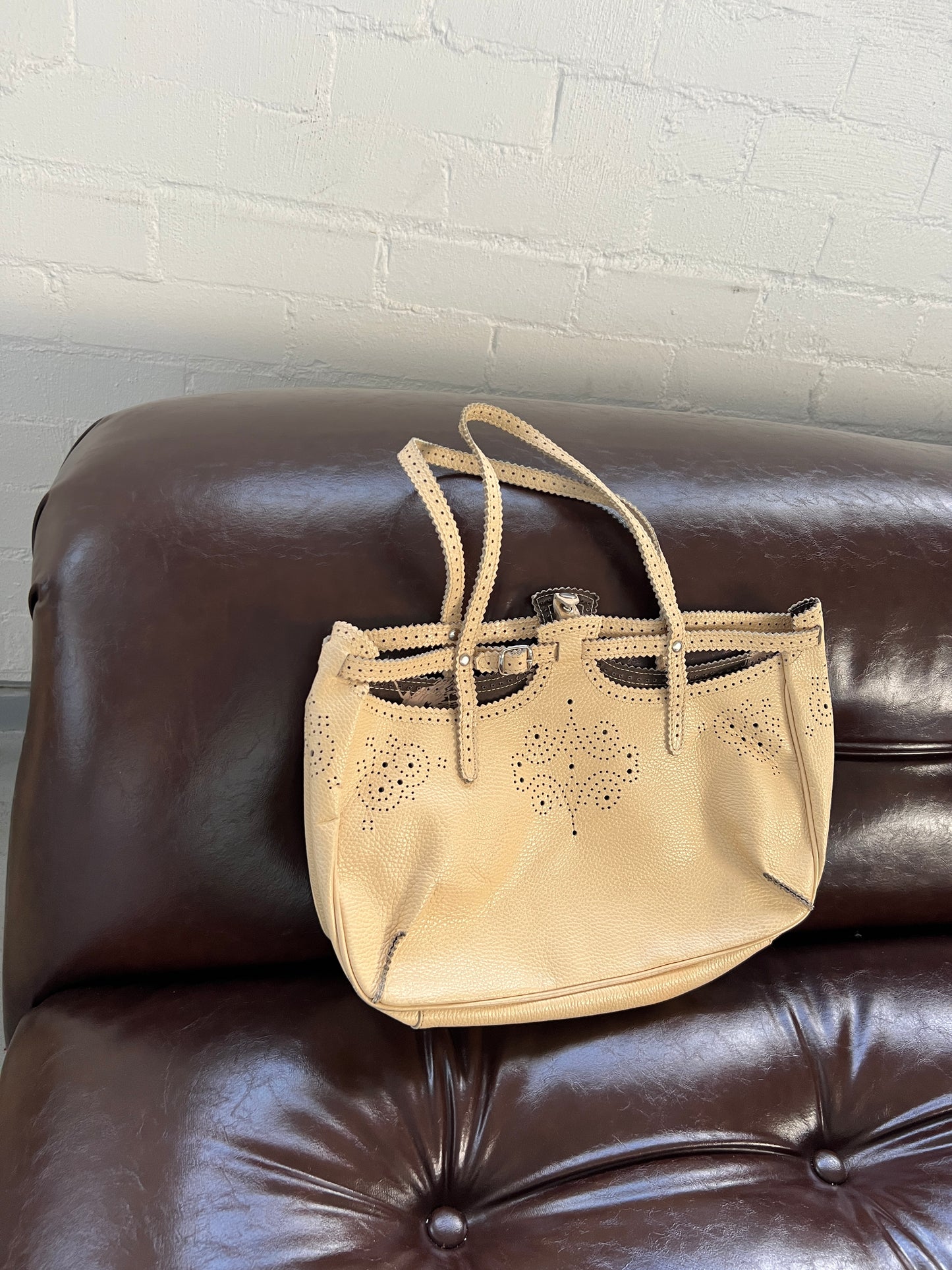French Leather Laser Cut Tote