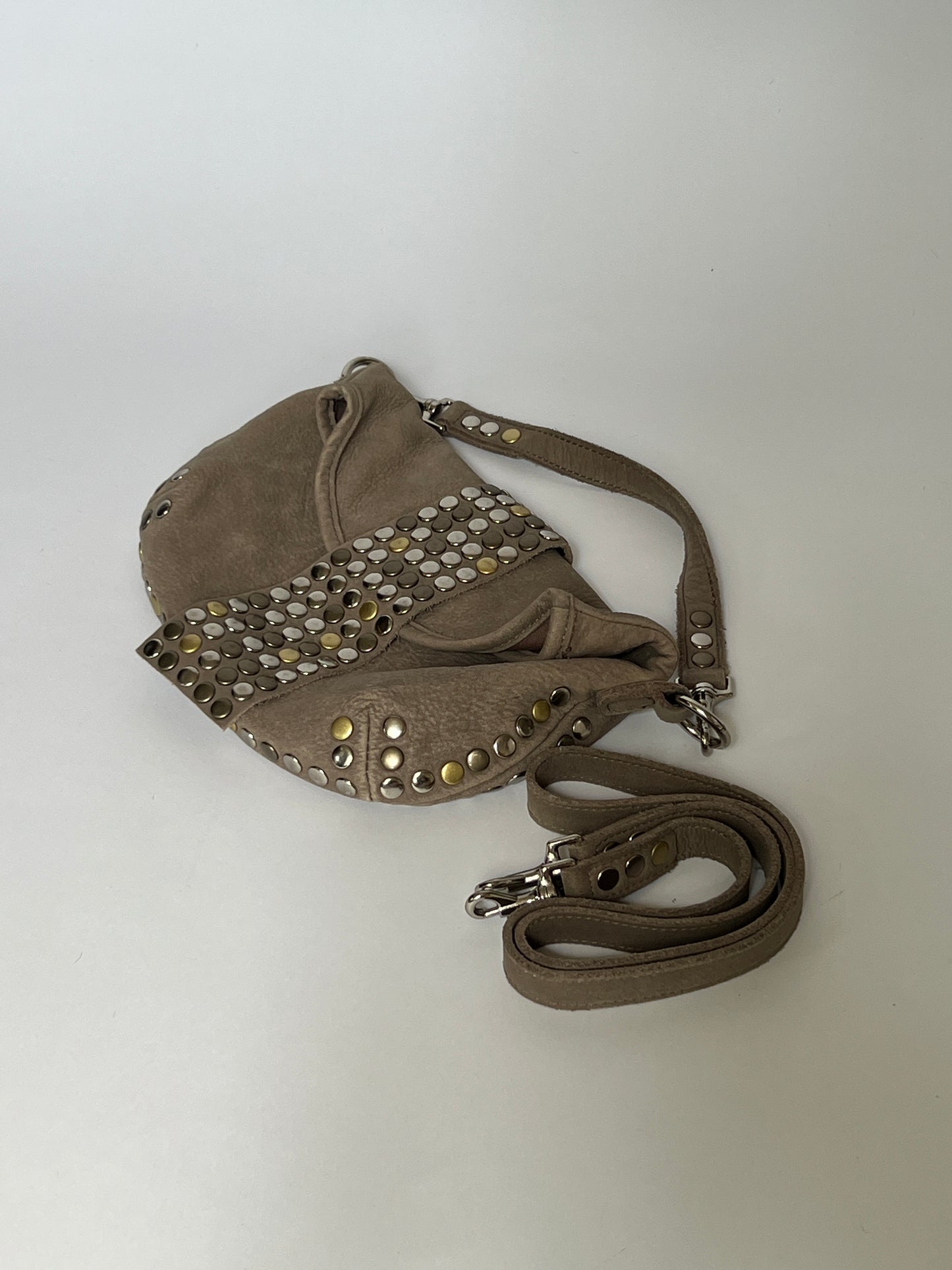 Studded Leather 2Way Pouch Bag