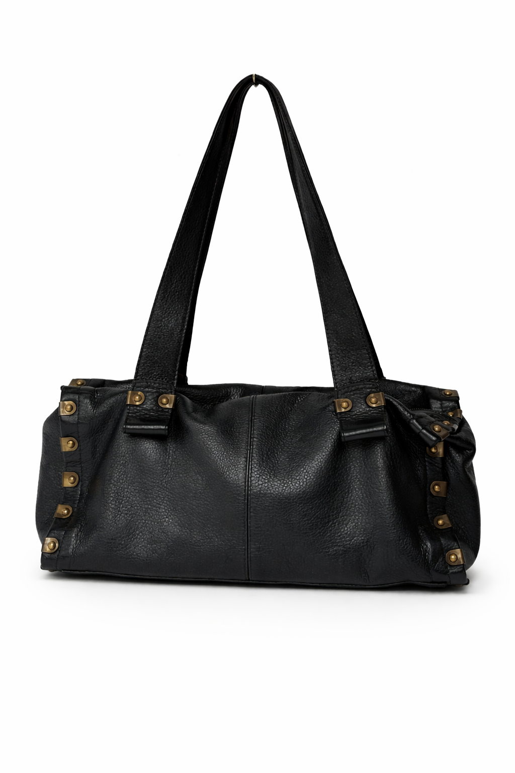 Leather Shoulder Bag w Brass Hardware