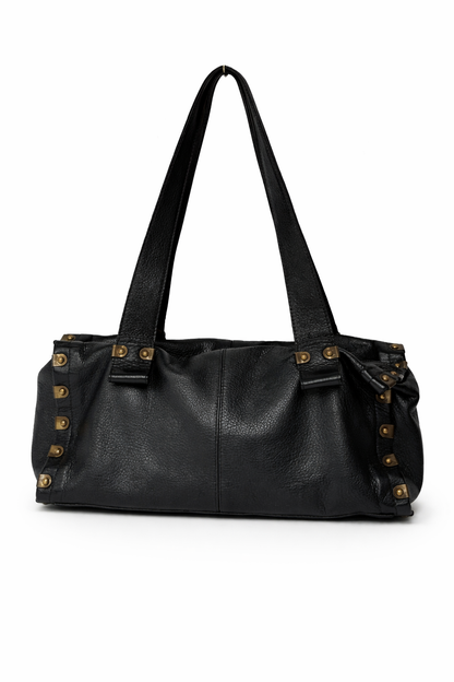 Leather Shoulder Bag w Brass Hardware