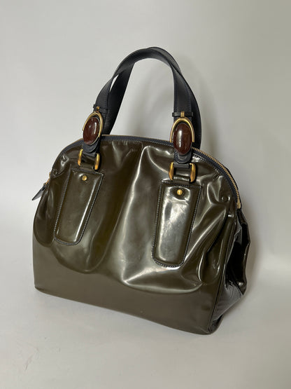 Chloé Patent Leather Gem Hardware Bag – Olive