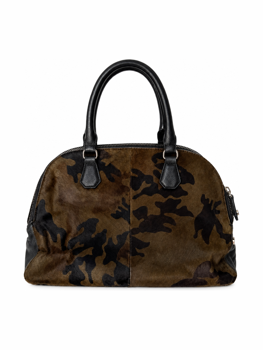 Camo Print Pony Hair Bowler Bag