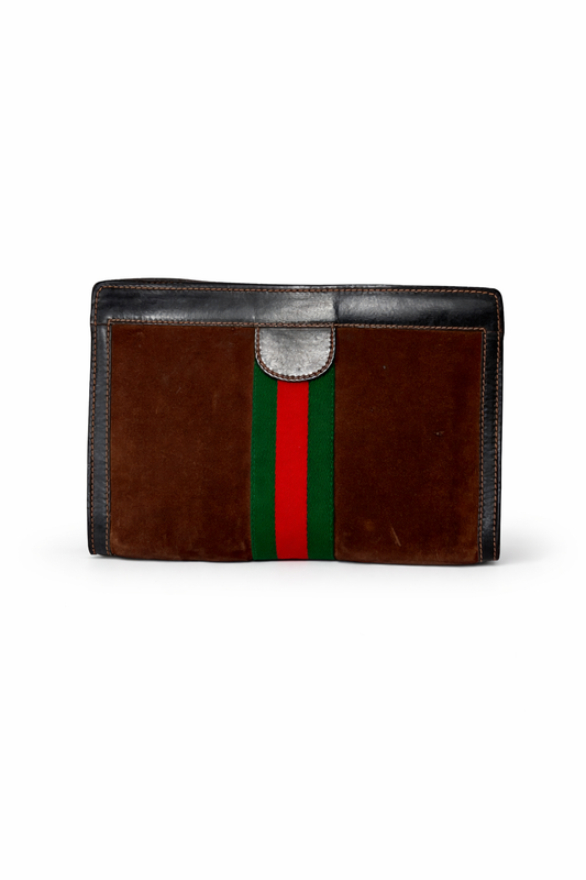 Vintage Gucci Stripe Suede Clutch
