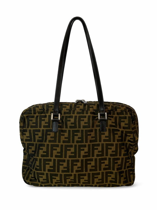 Fendi Zucca Double Zip Shoulder Bag