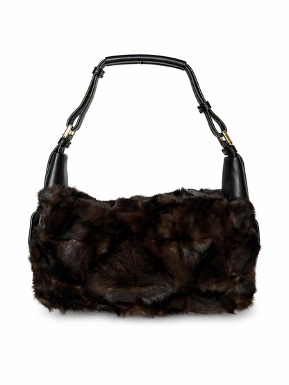 Dark Brown Y2K Mink Fur Shoulder Bag