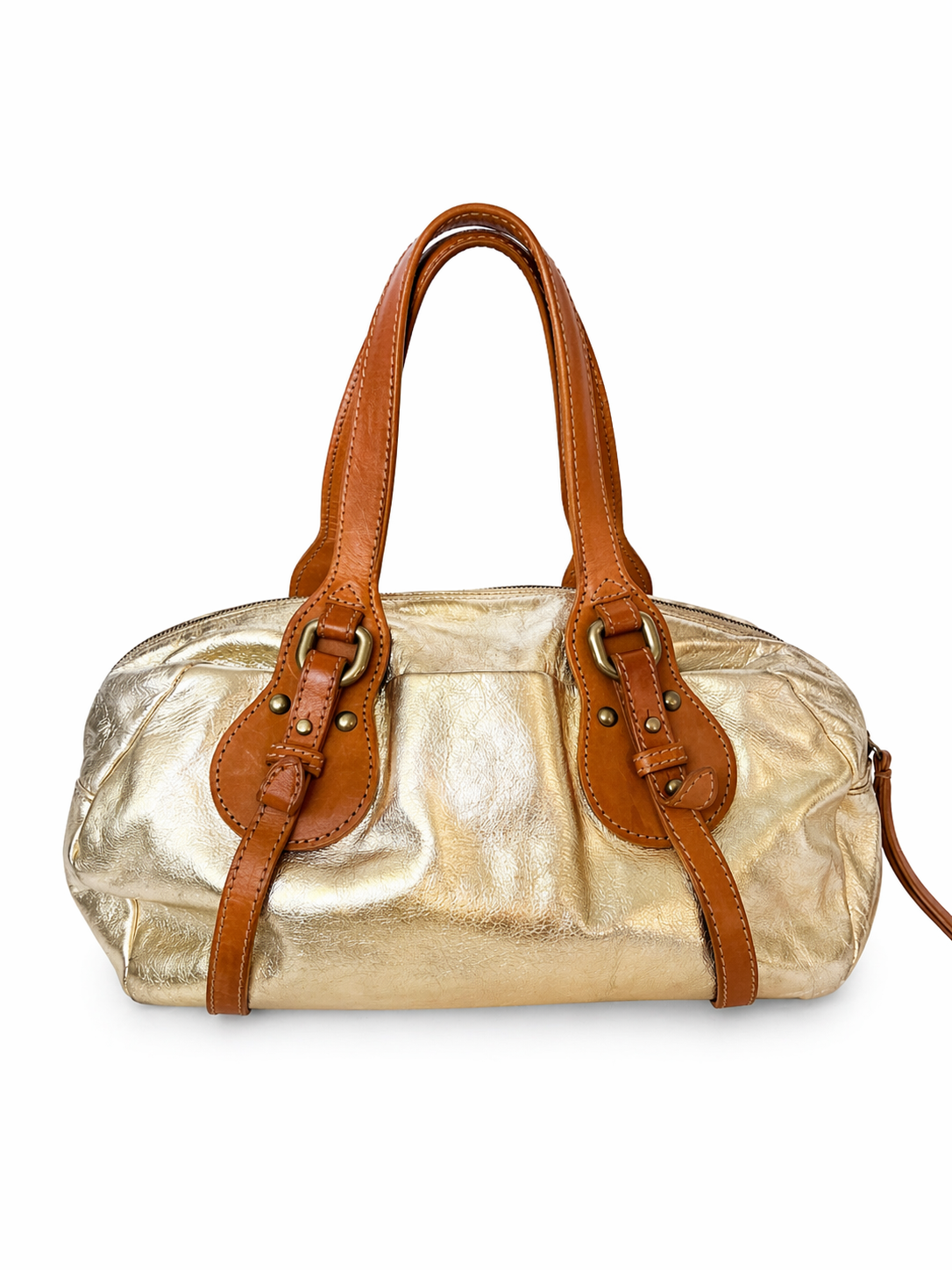 Italian Metallic Gold Leather Shoulder Bag