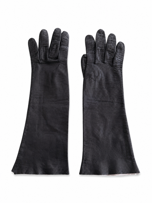 1940s Black Leather Opera Gloves — Made in Germany