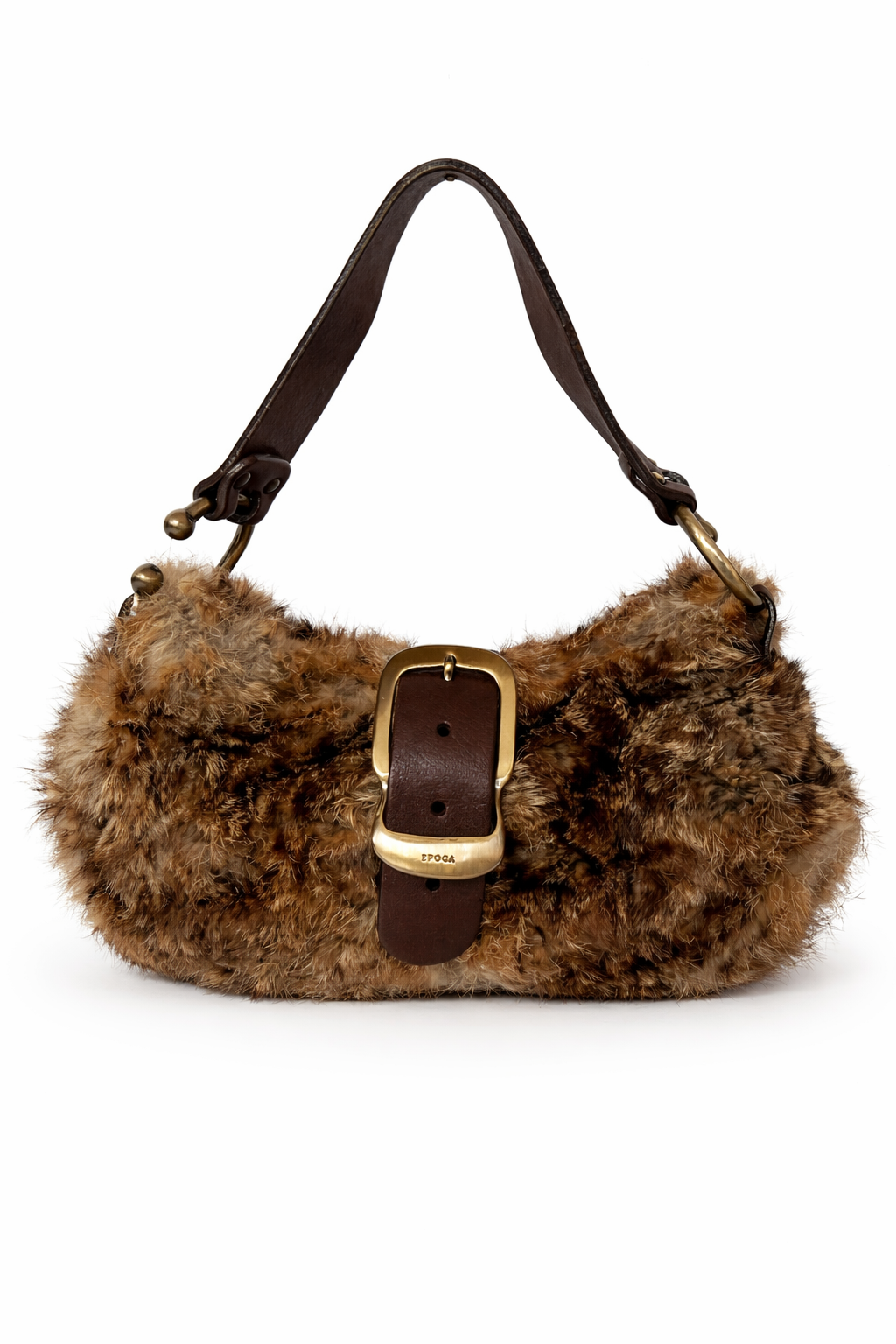Y2K Real Fur Bag with Oversized Buckle Detail
