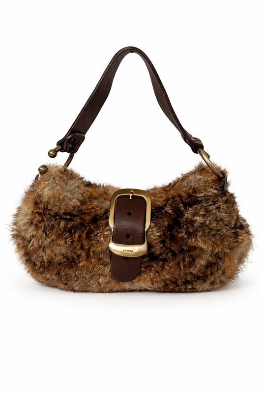 Y2K Real Fur Bag with Oversized Buckle Detail