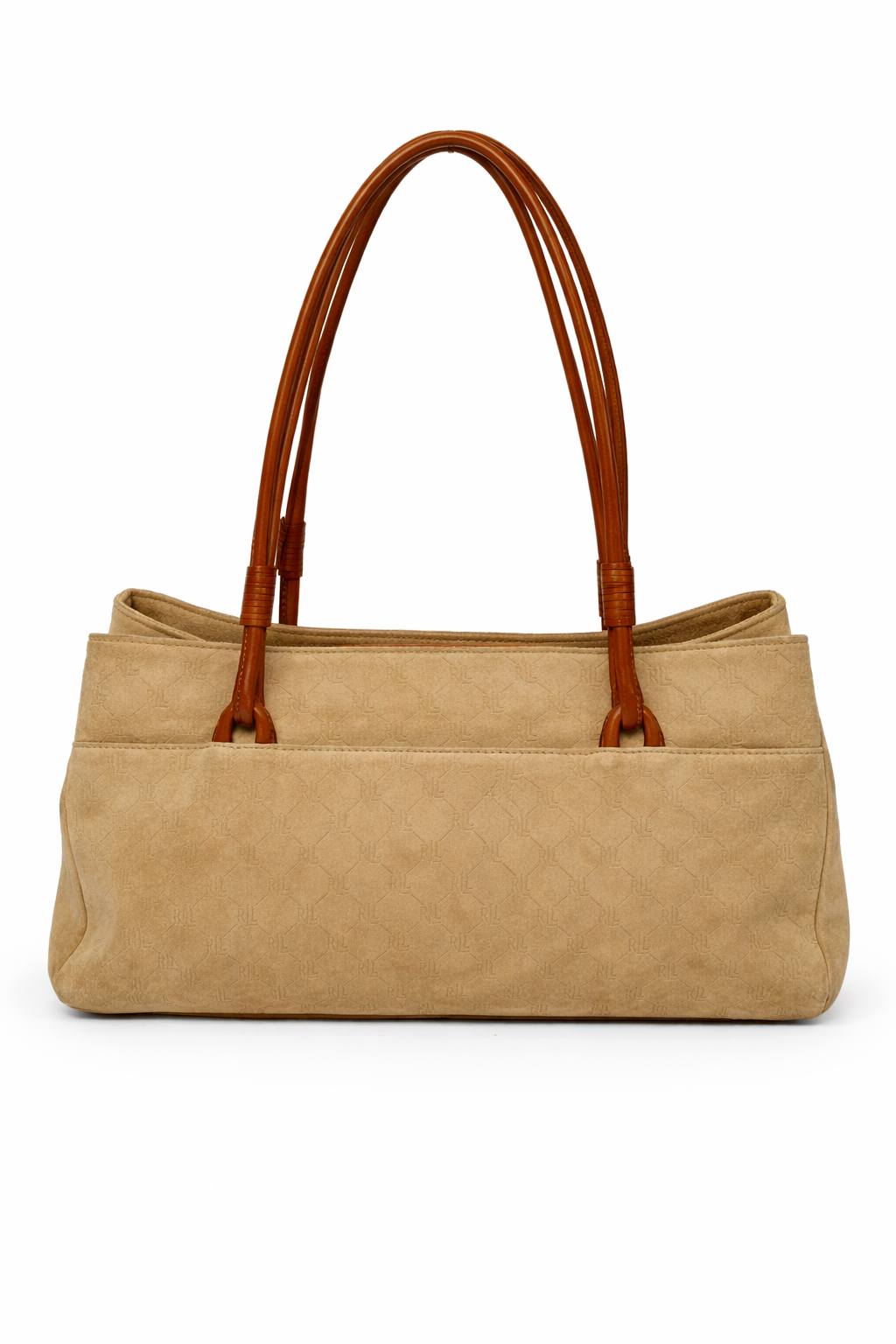 RL Camel Monogram Suede Shoulder Bag