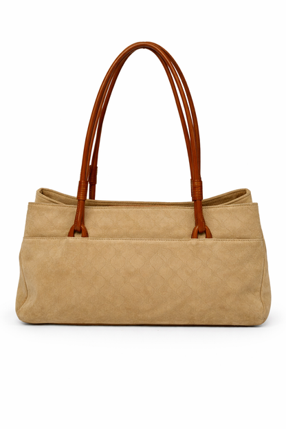 RL Camel Monogram Suede Shoulder Bag