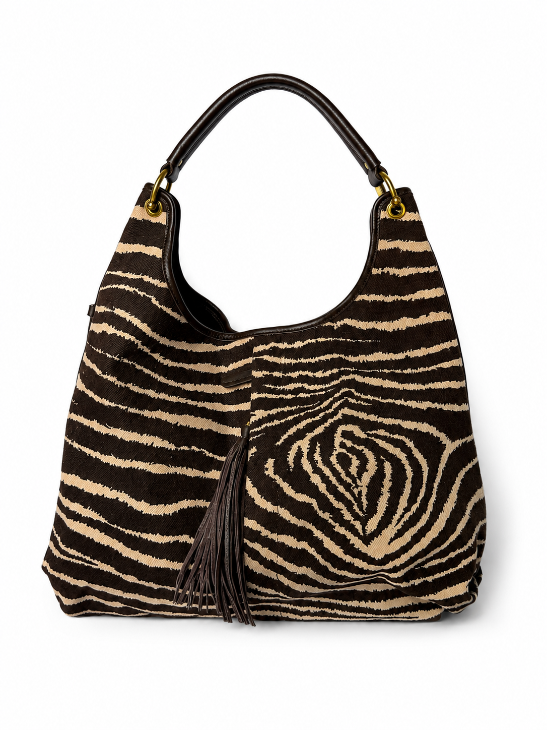 Zebra Print Canvas Shoulder Bag