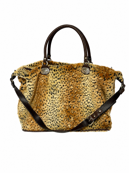 Leopard Print Faux Fur Boston Duffle Bag