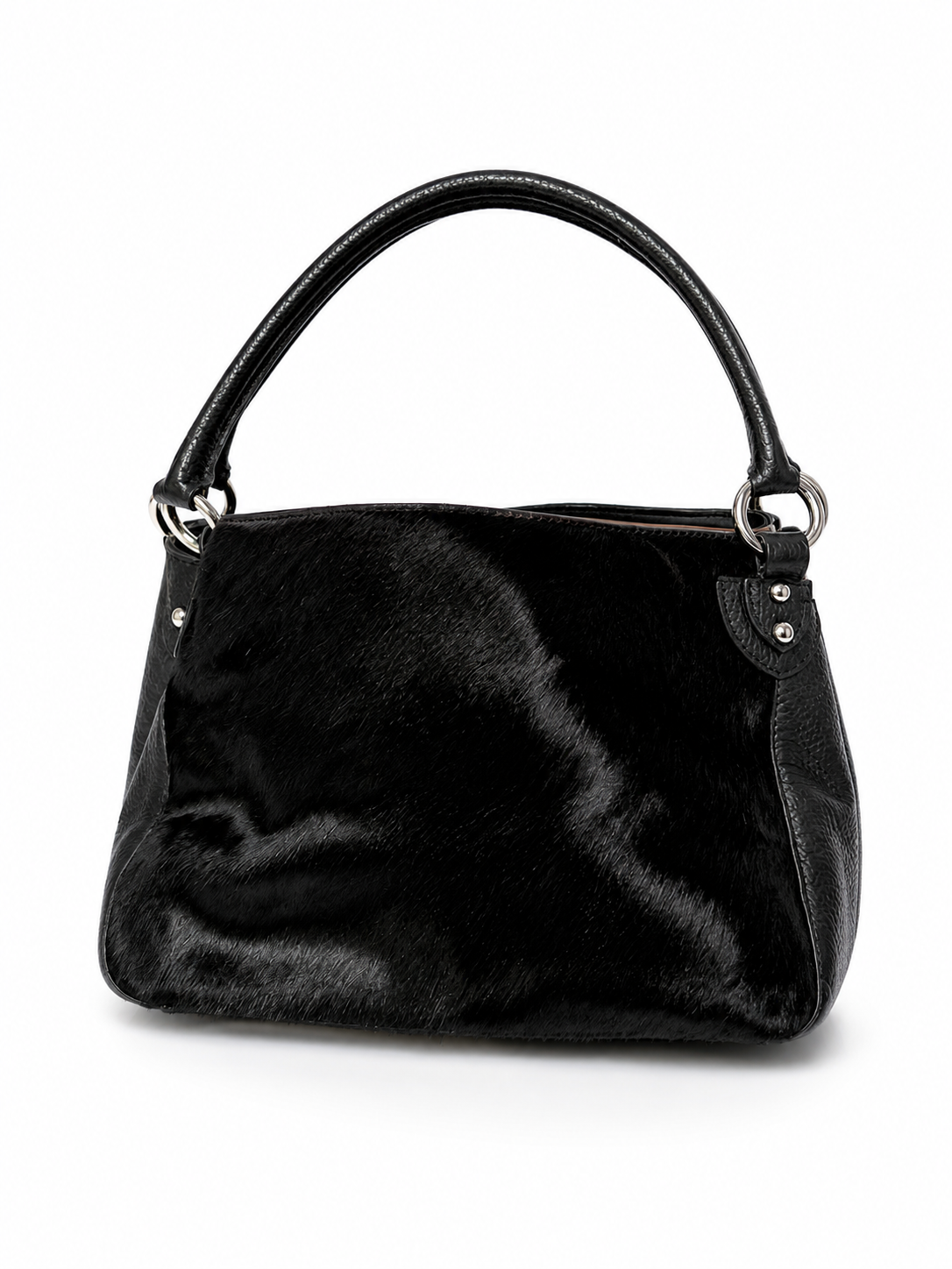 Vintage Black Pony Hair & Leather Bag