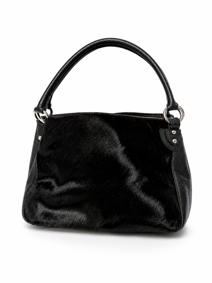 Vintage Black Pony Hair & Leather Bag