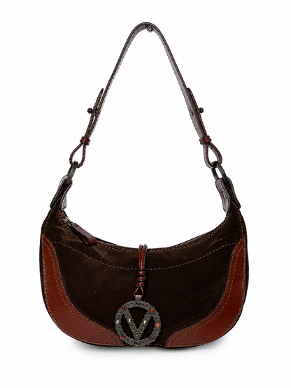 Valentino Garavani Gemstone Suede Crescent Bag